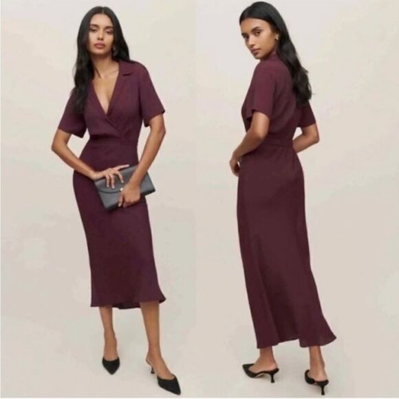 NWOT REFORMATION Danika Midi Dress in Prune, S - Picture 1 of 5